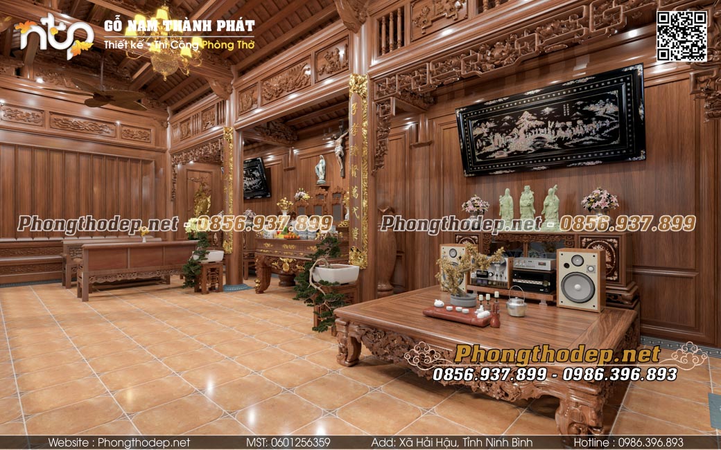 Bộ 3 sập gụ, tủ chè, trường kỷ huyền thoại trong nội thất hà gỗ cổ truyền